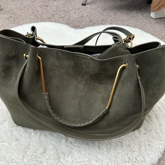 House of Harlow 1960 Dark Green Suede Shoulder Bag - Picture 2 of 3